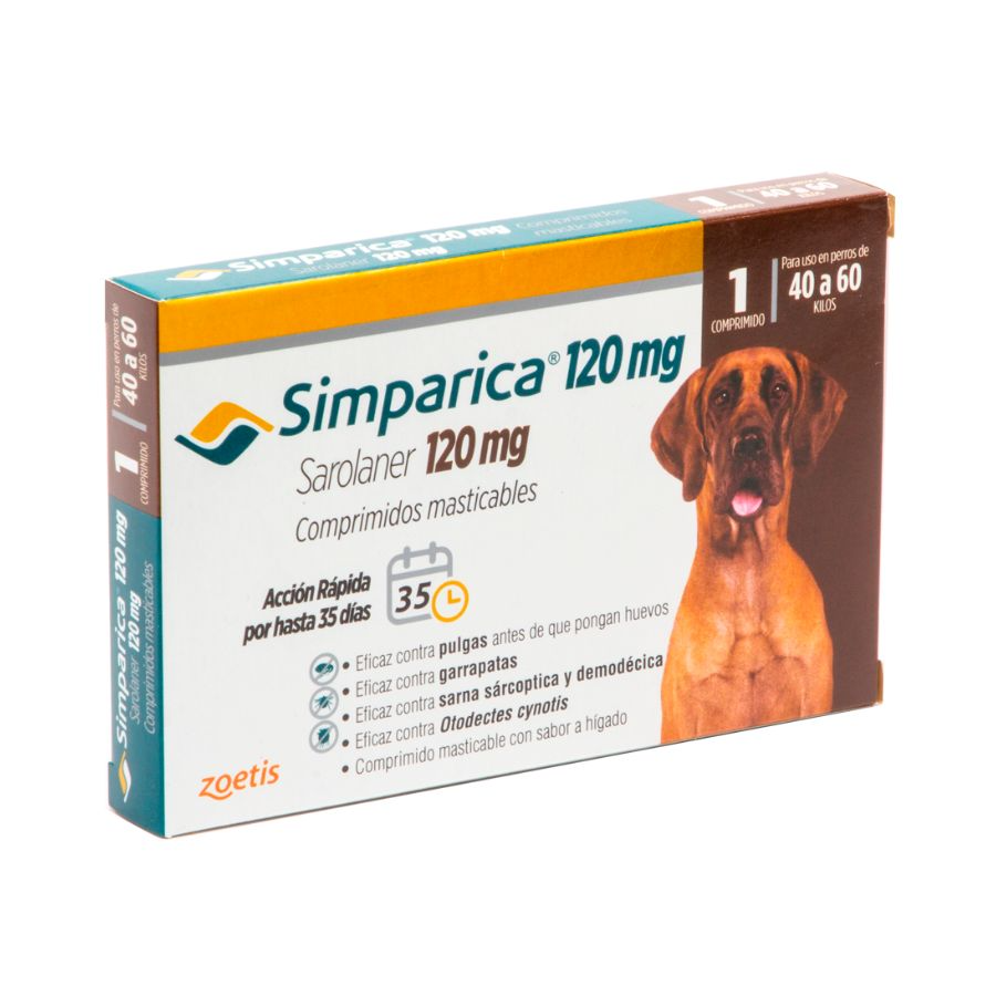 Simparica antiparasitario oral masticable para perros de 40 a 60 KG 1 comprimido